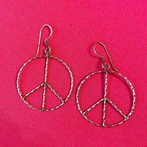 Sterling silver peace sign earrings
